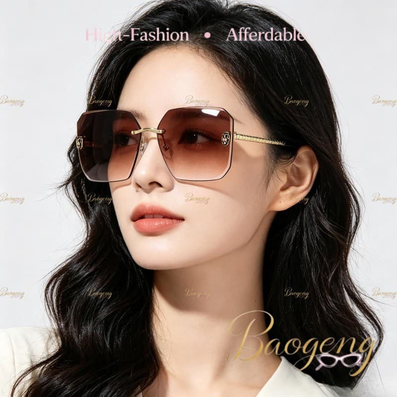(BAOGENG) Óculos De Sol Quadrados Sem Moldura Com Proteção UV400 De Alta Qualidade Retrô Unissex , Da Moda Para Férias N