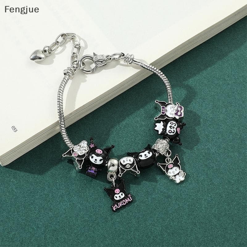 Fengjue Kuromi Encantos Pulseiras Sanrio Figura Dos Desenhos Animados Pingente Correntes De Mão Contas Diy Para Mulheres