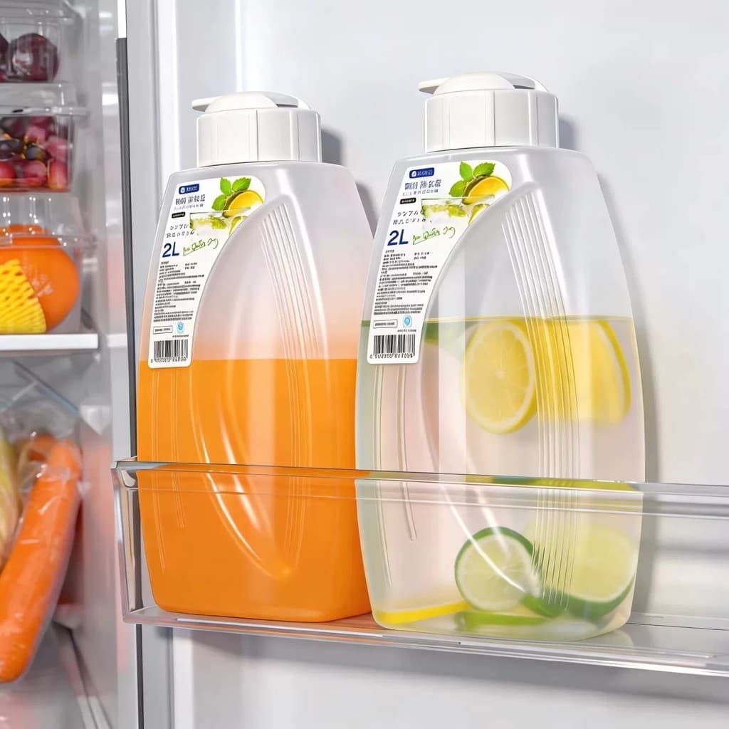 Garrafa de água fria japonesa Copo de água fria doméstico Garrafa de suco de grande capacidade Geladeira Plástico refrig