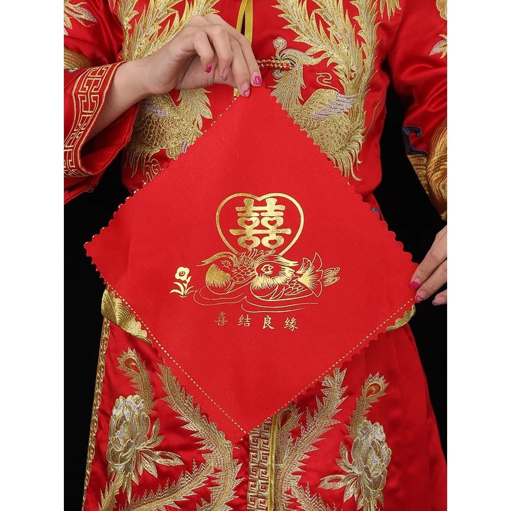 Suprimentos de casamento Xipa lenço vermelho pequeno lenço quadrado dedal decoração de casamento lenço de noiva retorno