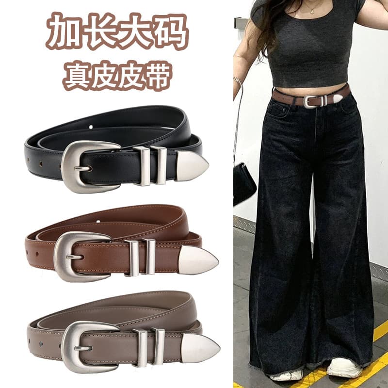 Senhoras Plus Size cinto de couro genuíno feminino Extra longo gordura MM evangelho 2025 novo estilo All-Match Jeans pre