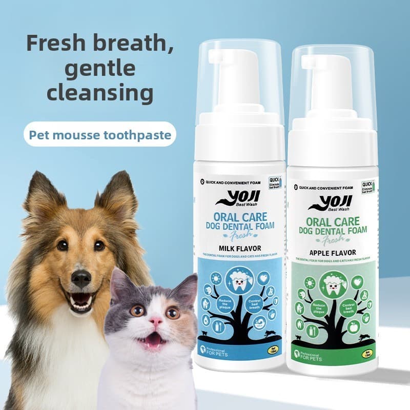 Pasta de dente Mousse para animais de estimação, hálito fresco, tártaro de gato limpo, pasta de dente comestível para li
