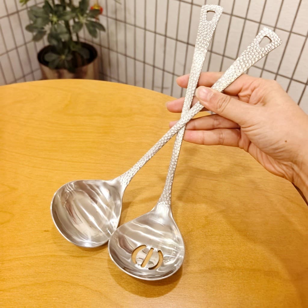 316L aço inoxidável alça longa colher de sopa coador conjunto martelo textura panela quente colher utensílios de cozinha