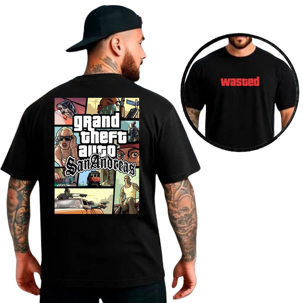 Camiseta Camisa Oversized Top para Academia Musculação over Poster GTA Streetwear 100% Algodão