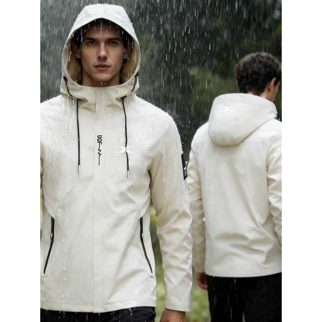 Primavera outono impermeável à prova de vento jaqueta com capuz masculino feminino mesmo estilo ao ar livre estilo funci