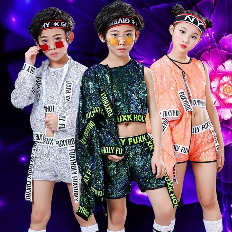 Crianças roupas conjunto de dança de rua meninos Hip-Hop desempenho do jardim de infância feminino umbigo-exposto Jazz d