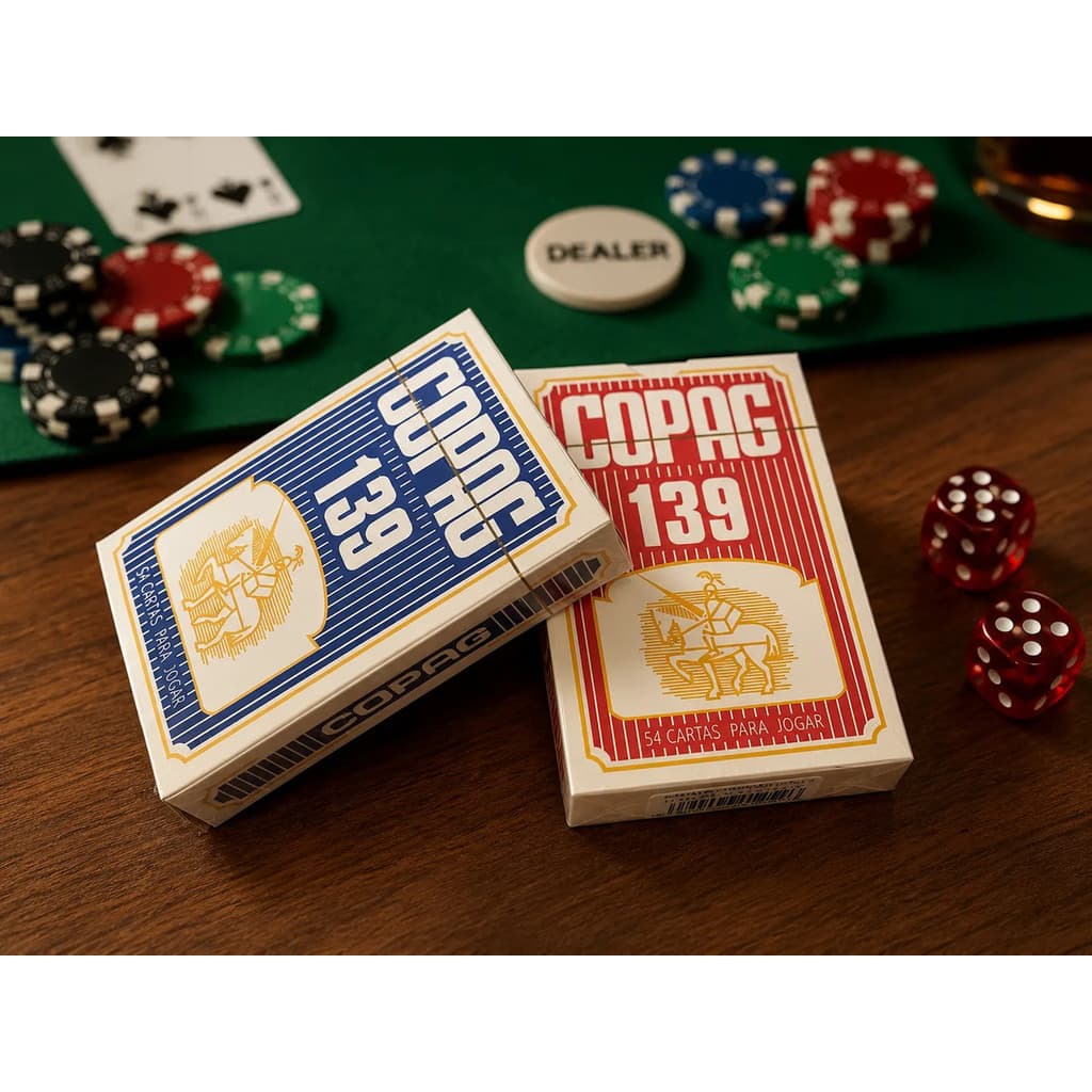 Kit 2 Baralhos Copag 139 Vermelho + Azul 54 Cartas Papel/Cartão Jogos Convencional