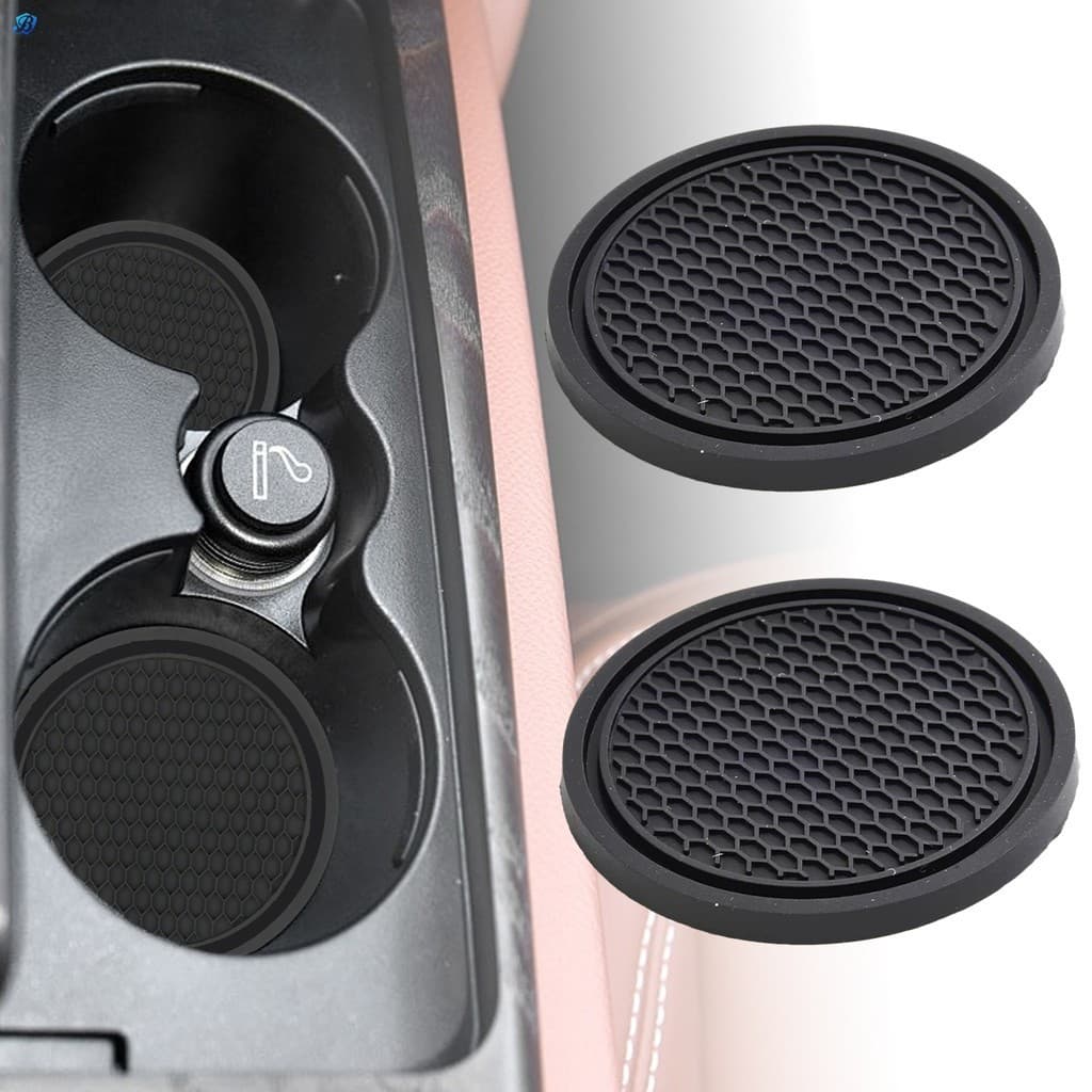 Suporte De Copo De Carro À Prova D'água Antiderrapante Universal De 2 Unidades-Porta-Copos De Borracha Preta Para Interi