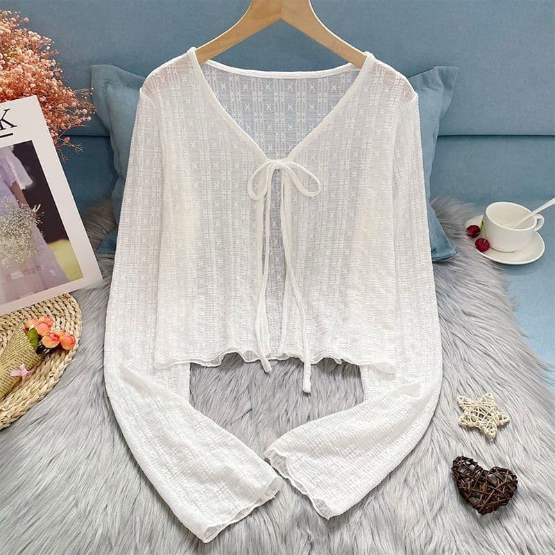 Novo tamanho grande roupas femininas de seda gelo estilo fino jaqueta feminina verão gordura mm protetor solar Cardigan