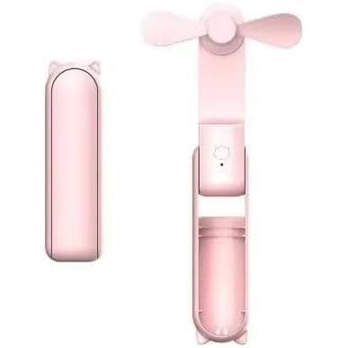 Ventilador Pessoal Portátil Mini, Dobrável, Pequeno, Portátil com Bateria Recarregável USB, Lâminas Macias (Rosa)