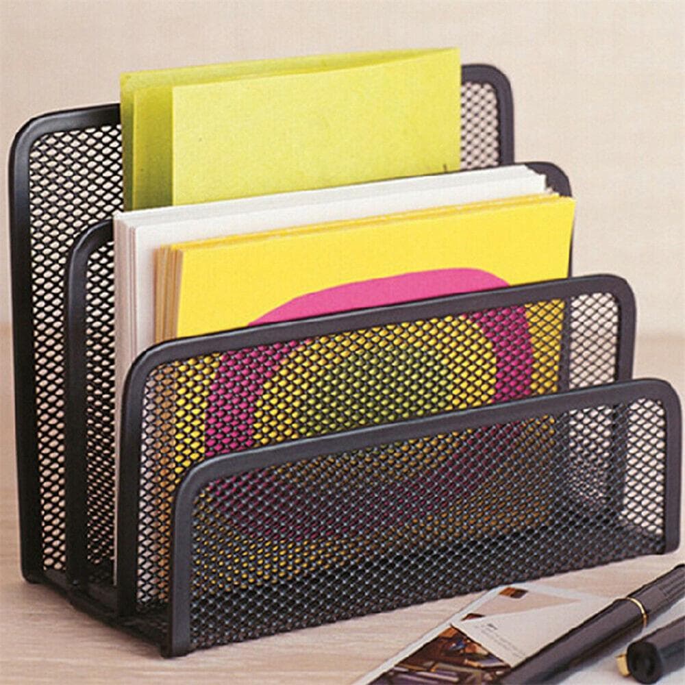 SD413UDC Bookends Material De Escritório Organizador De Mesa Malha De Metal Suporte Para Livros Preto Suportes Arquivos
