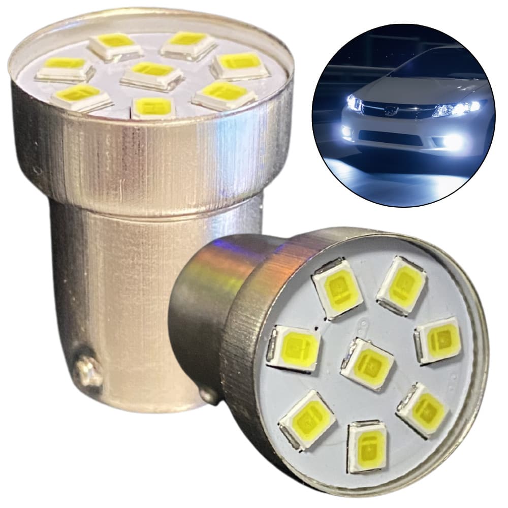 Par Lâmpadas 8 Leds 67 Ba15s 1 Polo 1156 Luz De Re Branca 12v