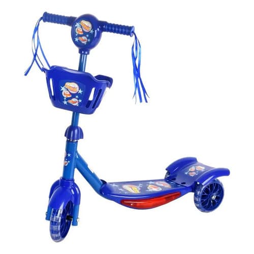 Patinete Infantil Mazzilli 3 Rodas Com Luz Led E Som Para Menino, Azul