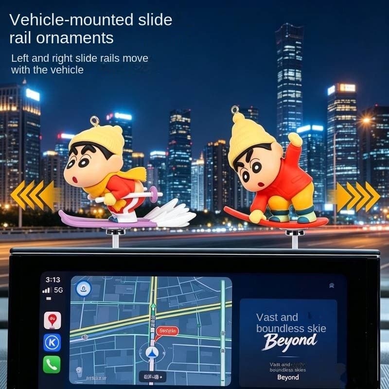 Carro bonito Crayon Shin-Chan trenó skate tela suspensa ornamentos dos desenhos animados centro do carro controle painel