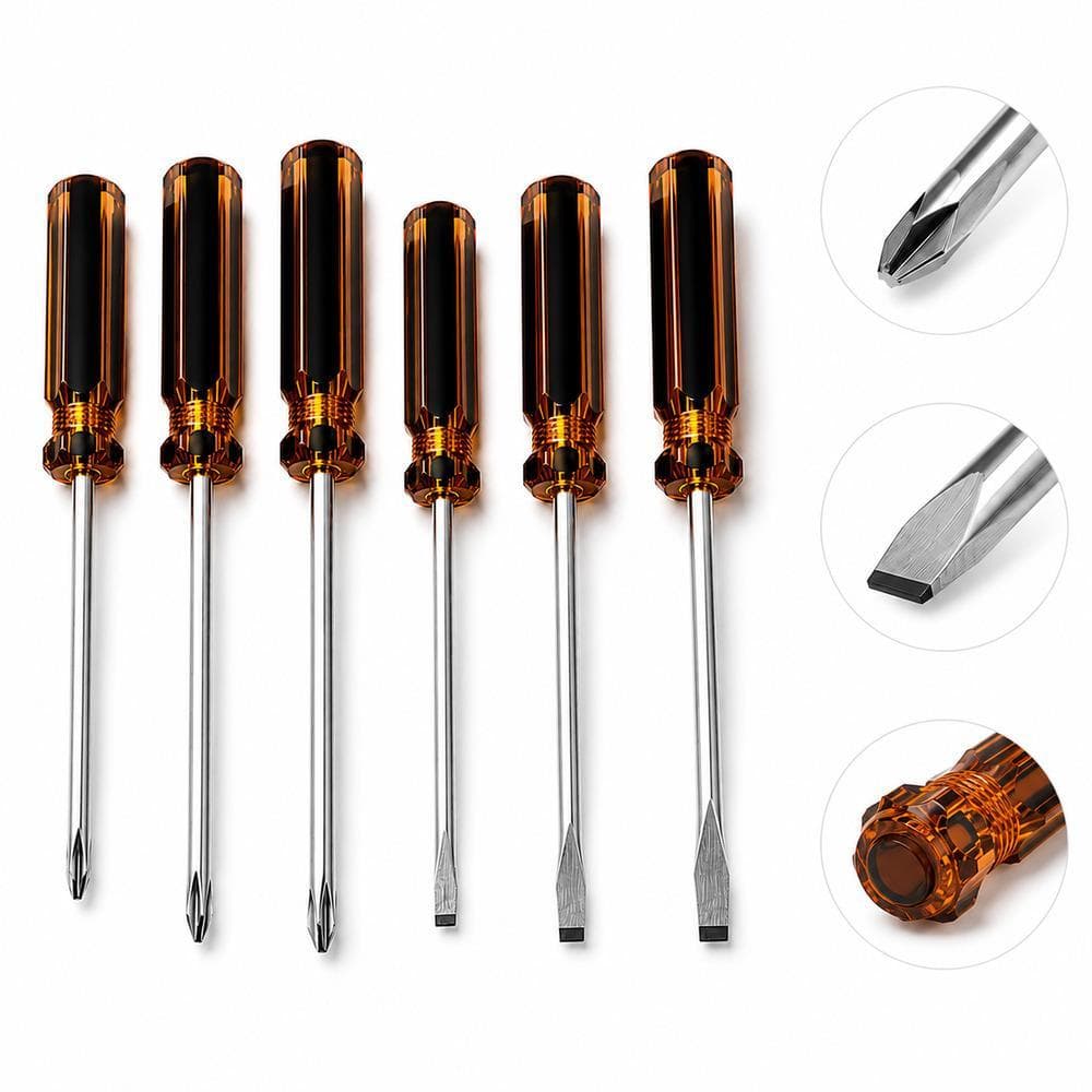 JOGO CHAVES FENDA PHILIPS COM SUPORTE KIT 6 PECAS REPAROS MONTAGENS SERVICOS GERAIS PROFISSIONAL