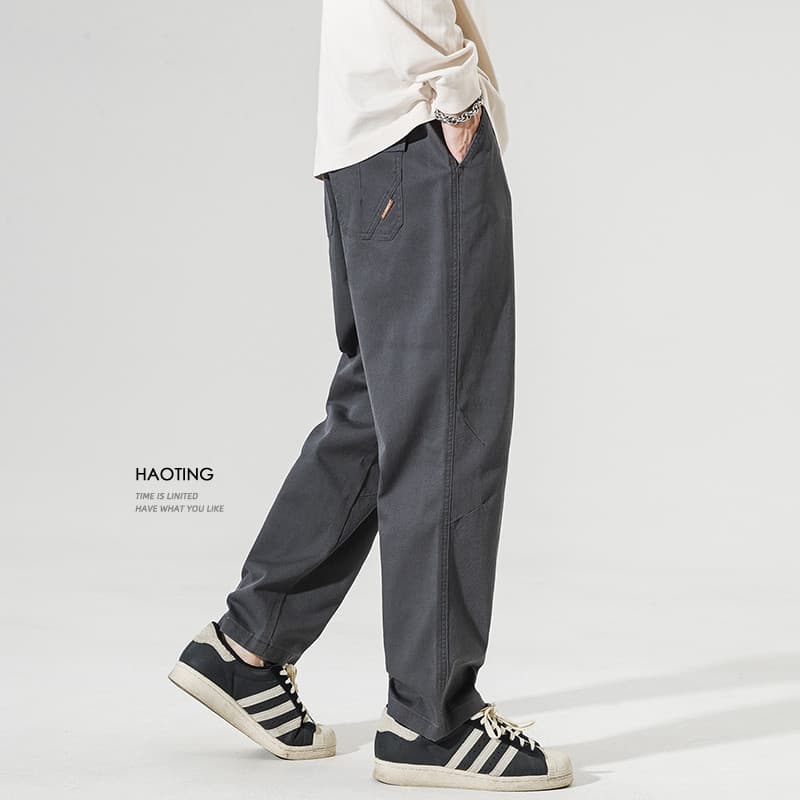 Haoting primavera outono calças casuais masculinas All-Match solto calças cônicas na moda macacão calças retas tamanho g
