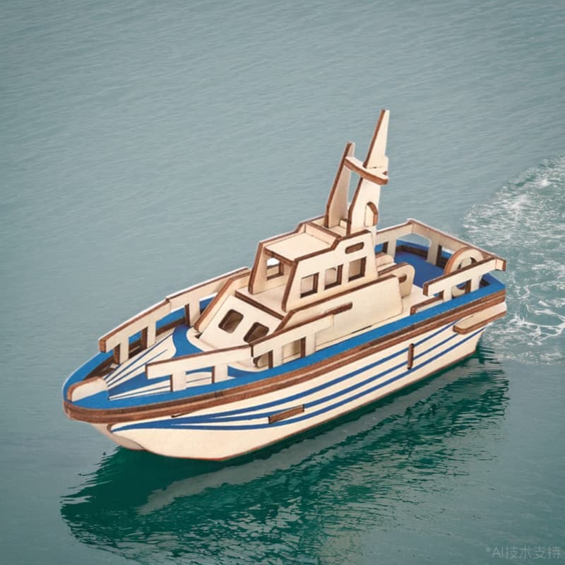 Modelo de barco salva-vidas de madeira Conjunto de quebra-cabeça tridimensional Pequena produção Escola primária Ativida