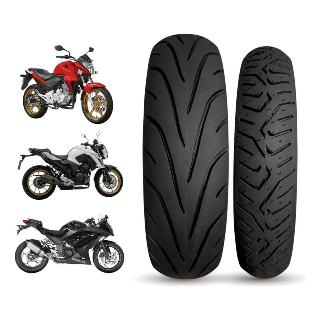 Par 100/80-17 Dianteiro+140/70-17traseiro Black Tyres Cb 300