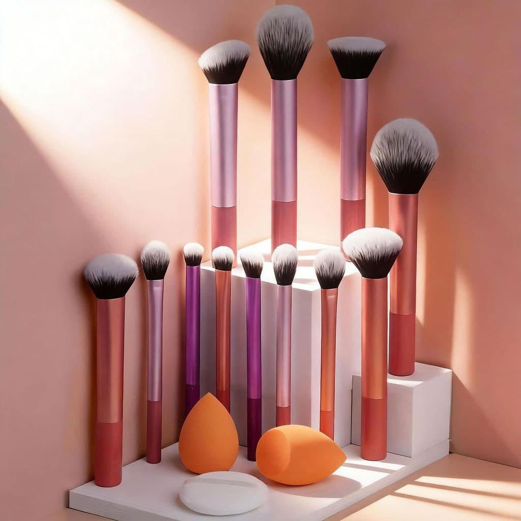 Conjunto de pincéis de maquiagem de 12 tubos longos Pincel de Blush Pincel de pó solto Pincel de sobrancelha Pincel de s