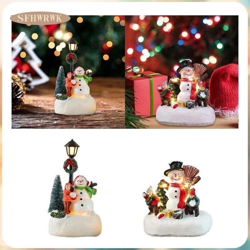 [Fhwrwk] Estatueta De Natal Com Luz , Escultura Em Resina , Decoração Para