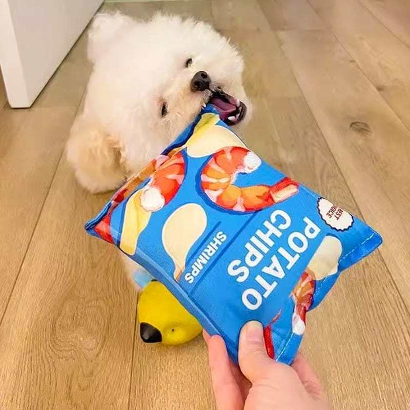 Brinquedos para cães auto-feliz alívio do tédio molares dentes limpos som papel batatas fritas Bichon Teddy Corgi filhot