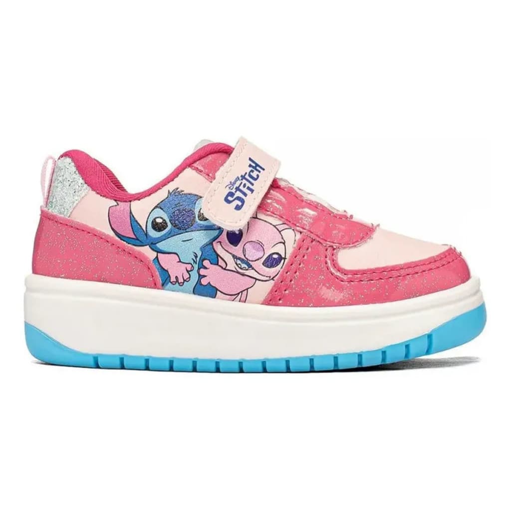 Tênis Stitch Menina Infantil Dyan DST32DY Original Branco Rosa Metalico