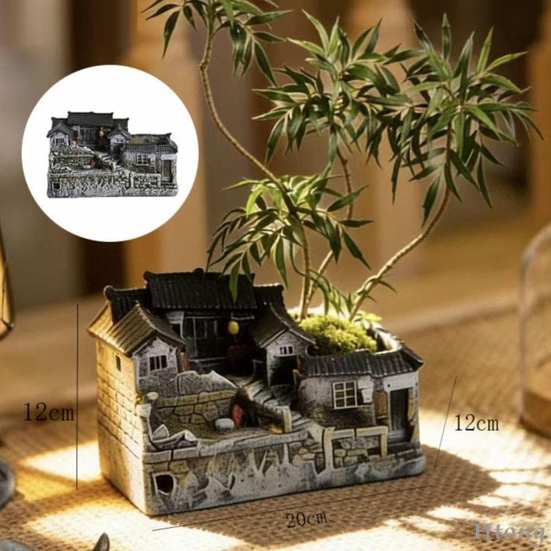 [Htong] Estátuas Criativas De Casa De PVC Decoração De Aquário Micro Esculturas De Paisagem Acessórios De Jardim Para Pá