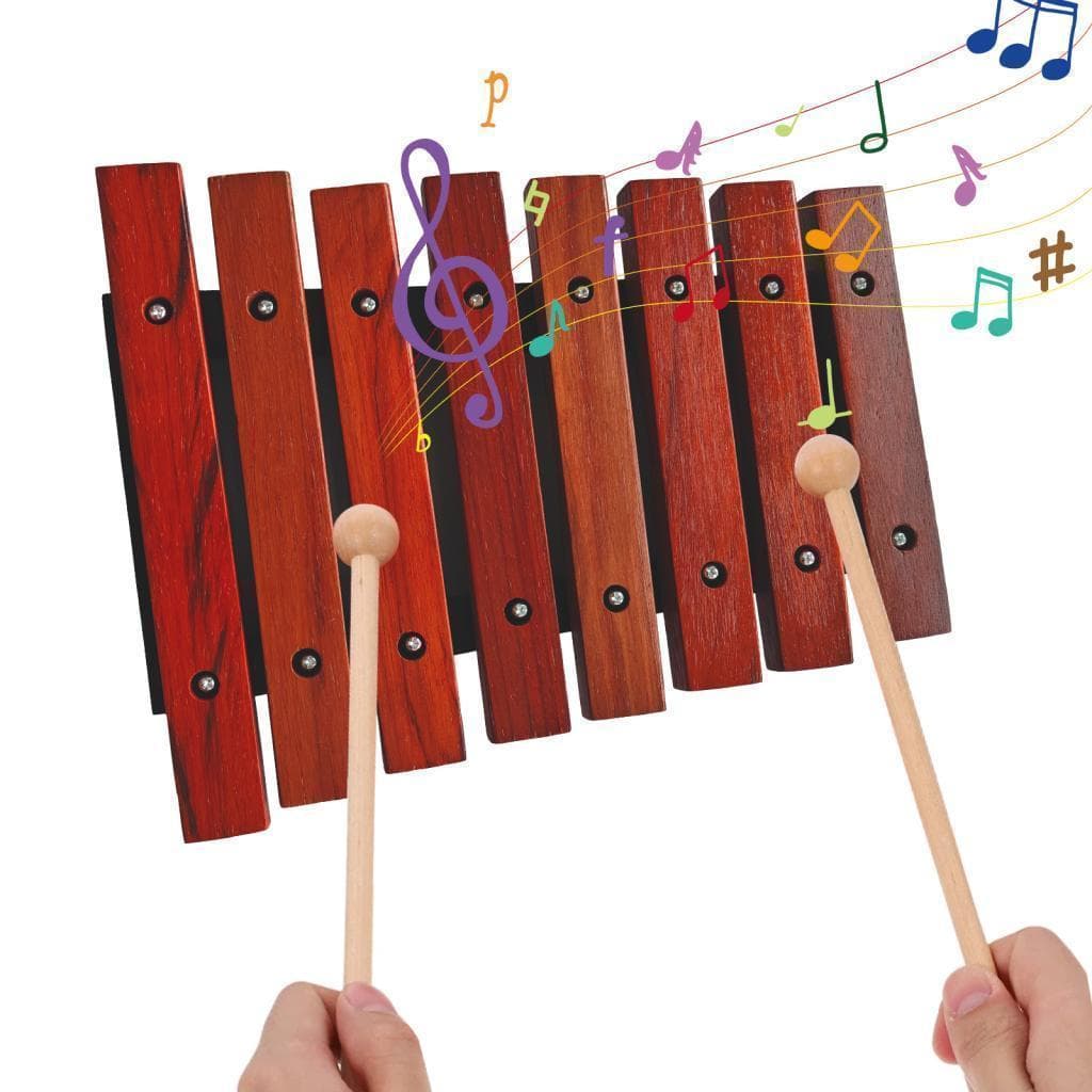 WOTAO 8 Notas Instrumento Musical de Xilofone de Madeira com 2 Marretas Pinho de Bétula Pequenas Ferramentas Musicais