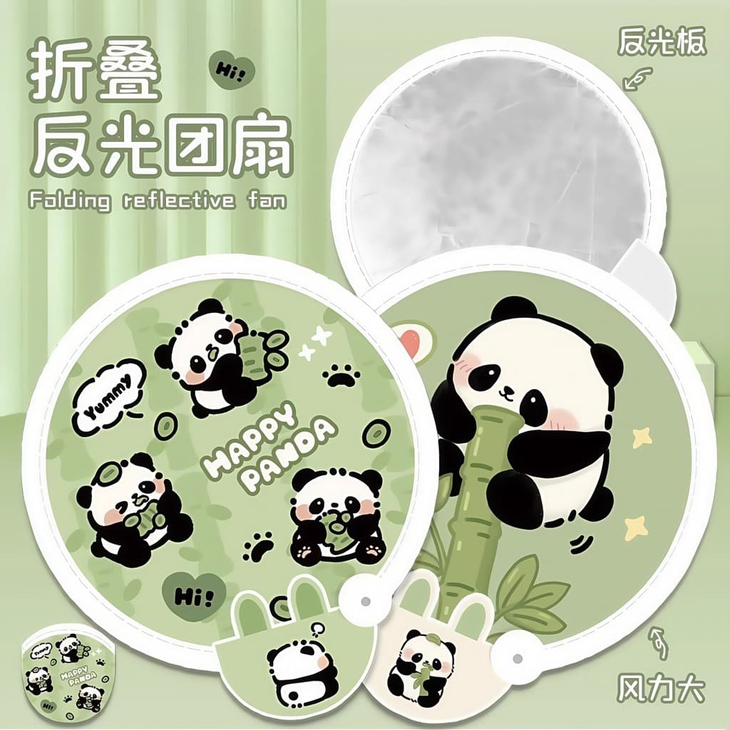 Panda dobrável refletor ventilador portátil portátil luz de preenchimento grupo ventilador crianças bonito meninas verão