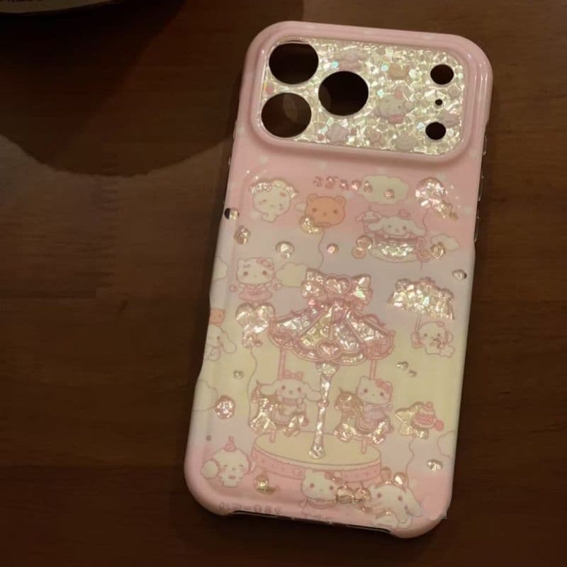 Rosa Merry-go-round KT Cat Adequado para Apple 17promax Capa de telefone 16/15 Novo estilo 18 meninas 14/13/128.24