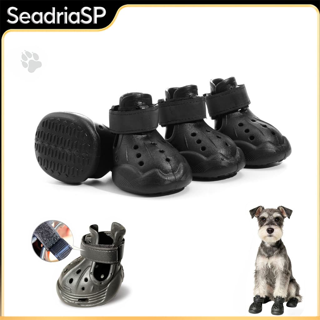 Sapatos para Cachorro, Botinhas Antiderrapantes com Fivela Ajustável, Proteção para Patas do Pet, Conjunto com 4 Peças