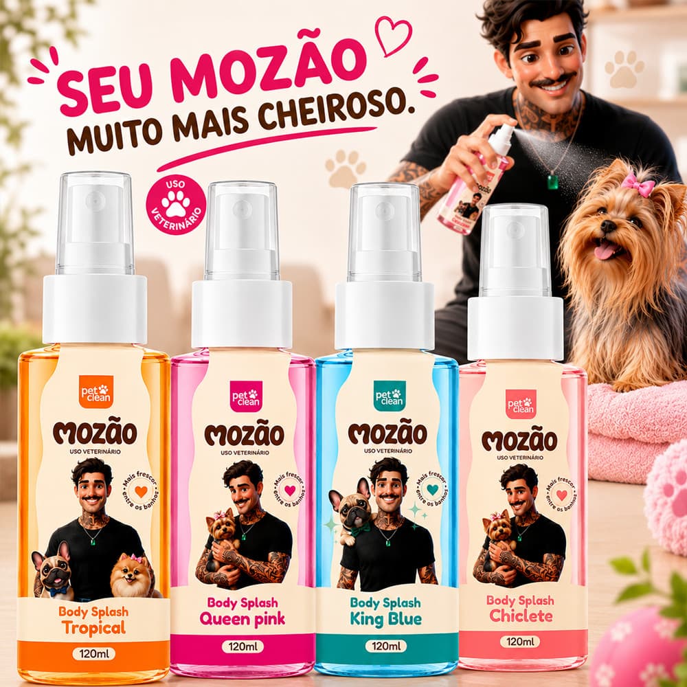 Perfume Colônia Pet Shop para Cachorro e Gato Body Splash 120ml - Mozao Pet Clean