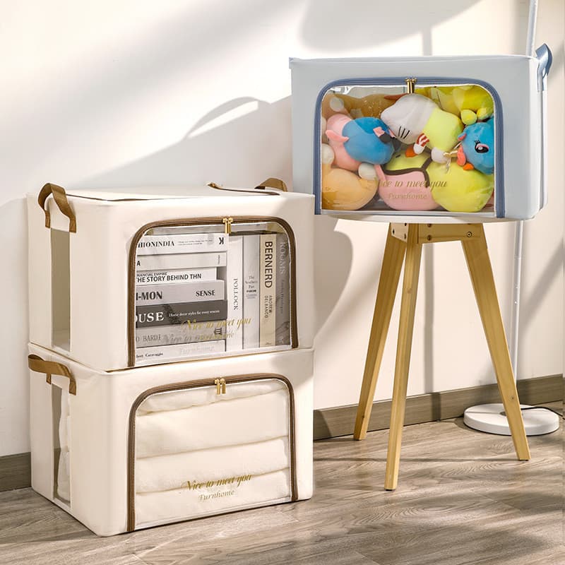 Huadani caixa de armazenamento de janela grande, colcha de brinquedo, roupas, armazenamento doméstico, caixa arrumada, f
