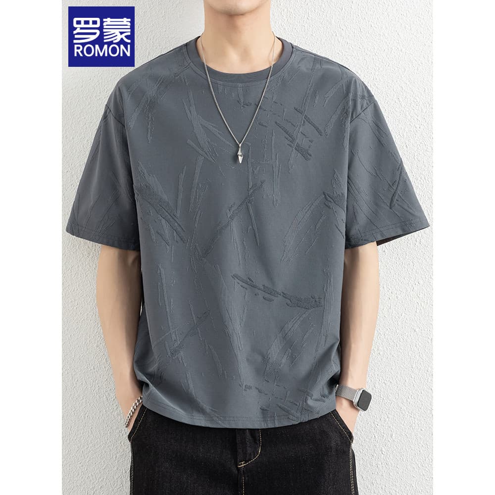 Lomon camiseta de manga curta masculina verão estilo fino 2026 novo estilo em torno do pescoço solto All-Match Street We