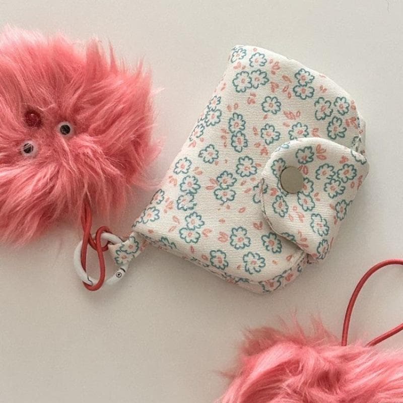 Nova flor bonito Multi-camada titular do cartão pode pendurar pequena bolsa de moedas fresca botão de pressão zíper lona