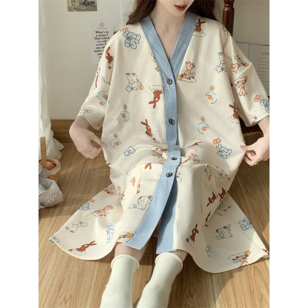 Camisola feminina com almofada no peito verão Cardigan estilo fino doce bonito dos desenhos animados estudante Extra gra