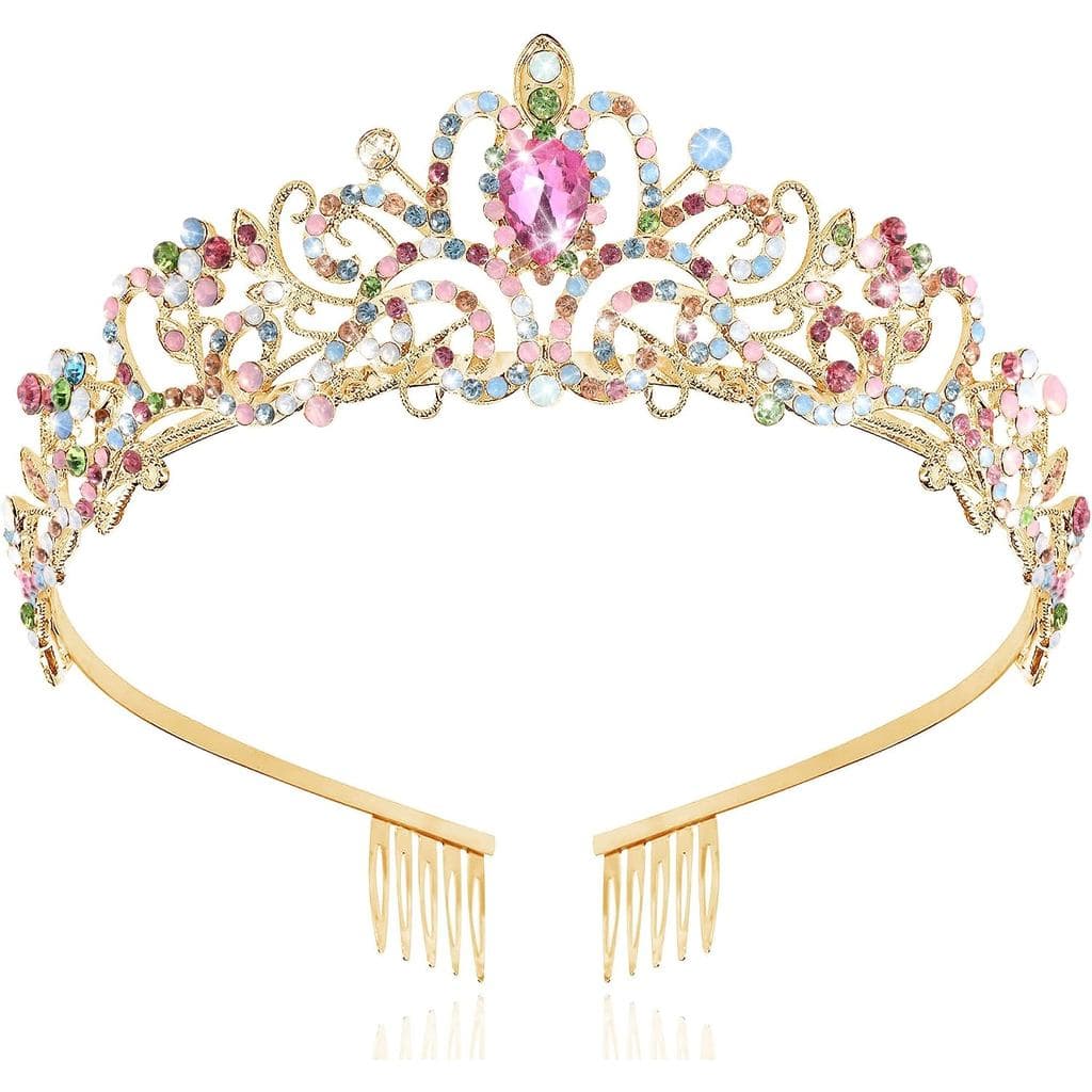Coroas TAROSE para Mulheres, Tiaras de Cristal Douradas e Prateadas com Strass Branco e Pentes, Coroa de Deusa para Noiv