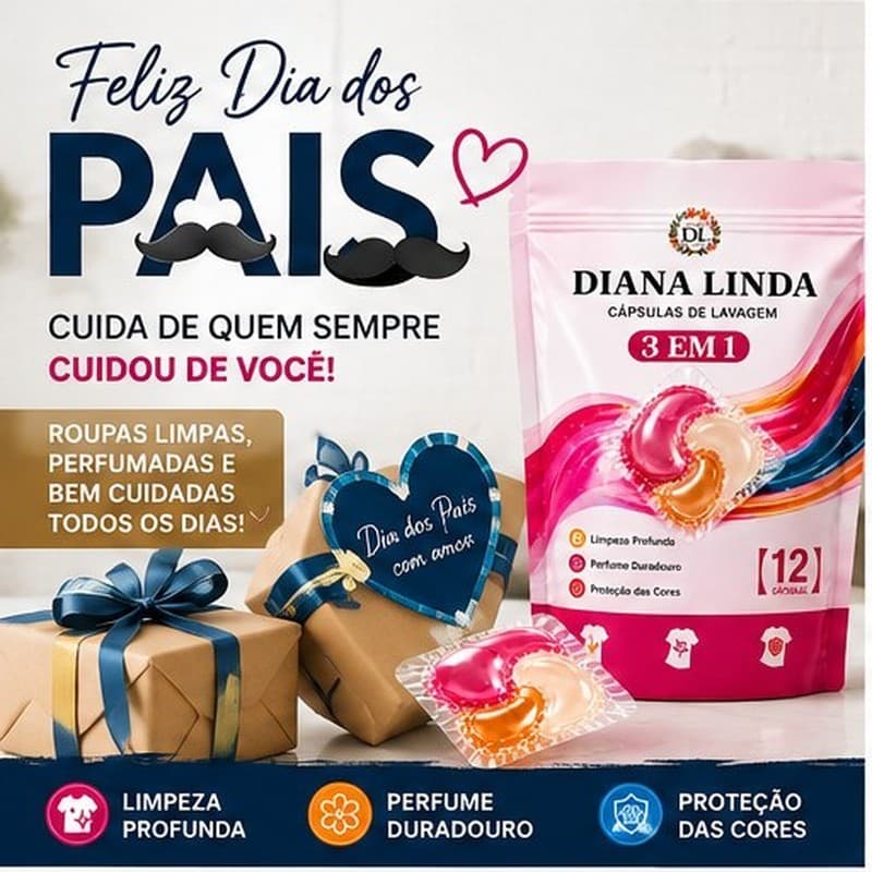 Cápsulas Lava Roupas 3 em 1 Roupas Limpas e Cheirosas Limpeza Profunda Perfume Duradouro Proteção das Cores 12 Cápsulas