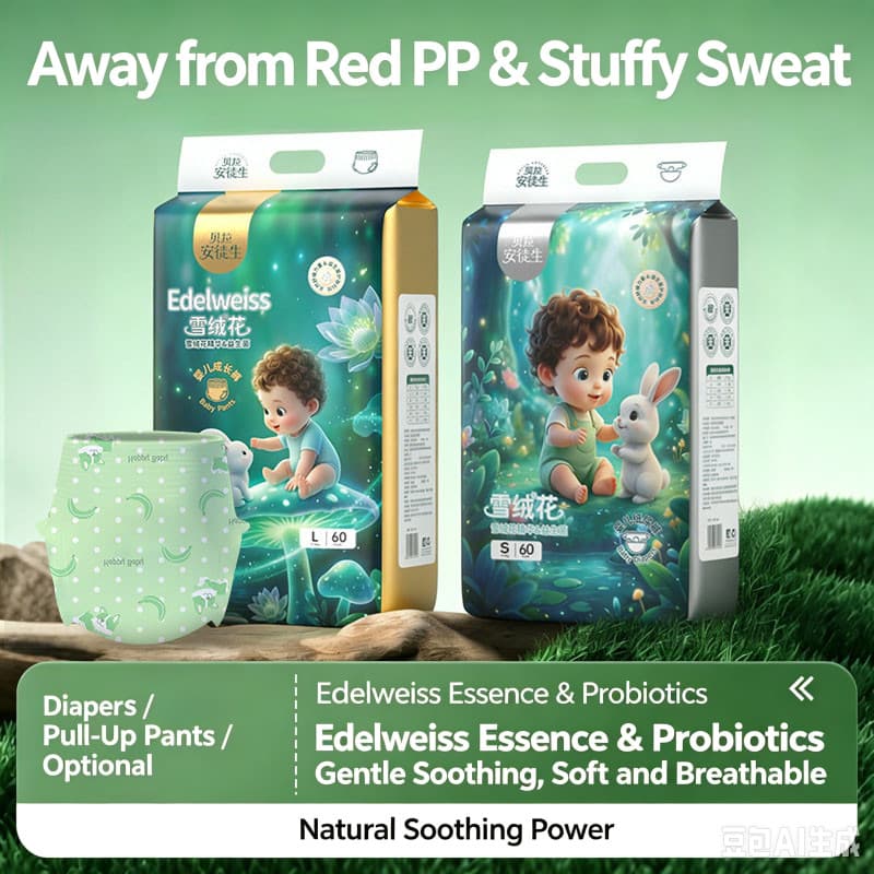 [Respirável à prova de vazamento + macio adequado para a pele] Edelweiss Fraldas para bebês Calças Pull-Up universais pa