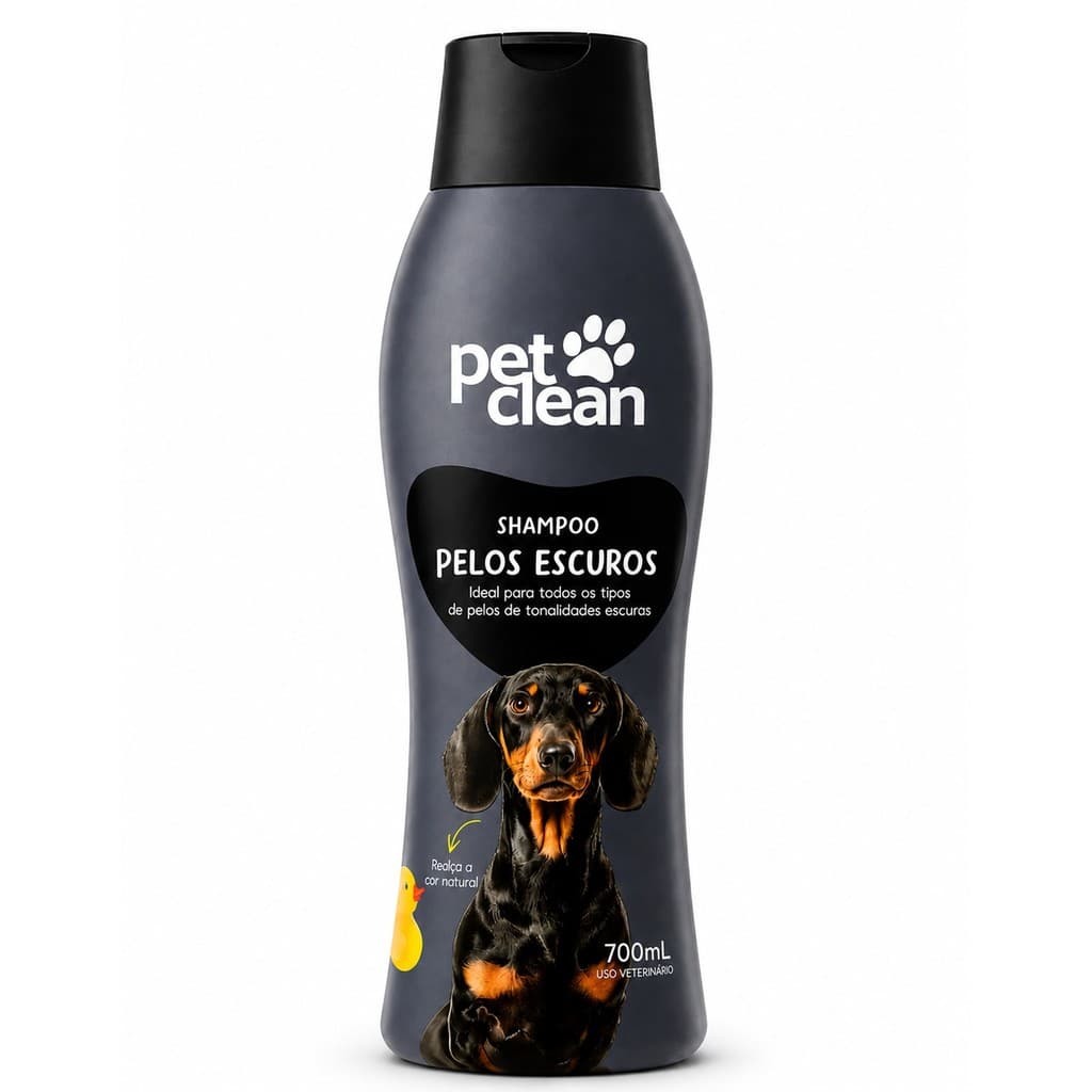 Shampoo Pet Clean Pelos Escuros 700ml Cães Brilho e Maciez