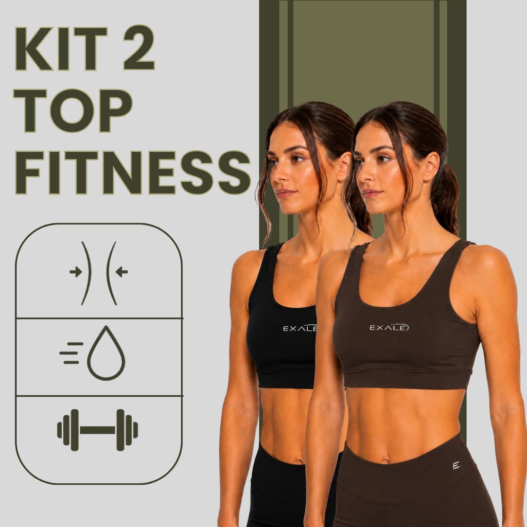 Kit 2 Top Duplo Feminino Fitness Alça Larga Suplex Zero Transparência 7005-K2-C1