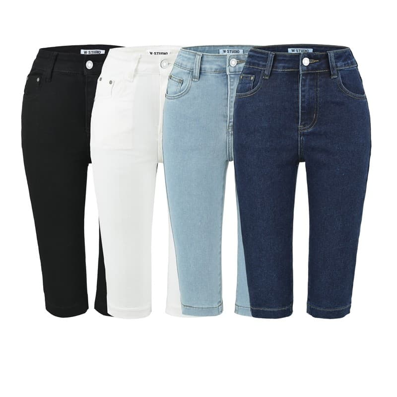 Kendou Capri calças jeans calças médias femininas estiramento fino-ajuste mais magro olhar calças cortadas 2026 verão no