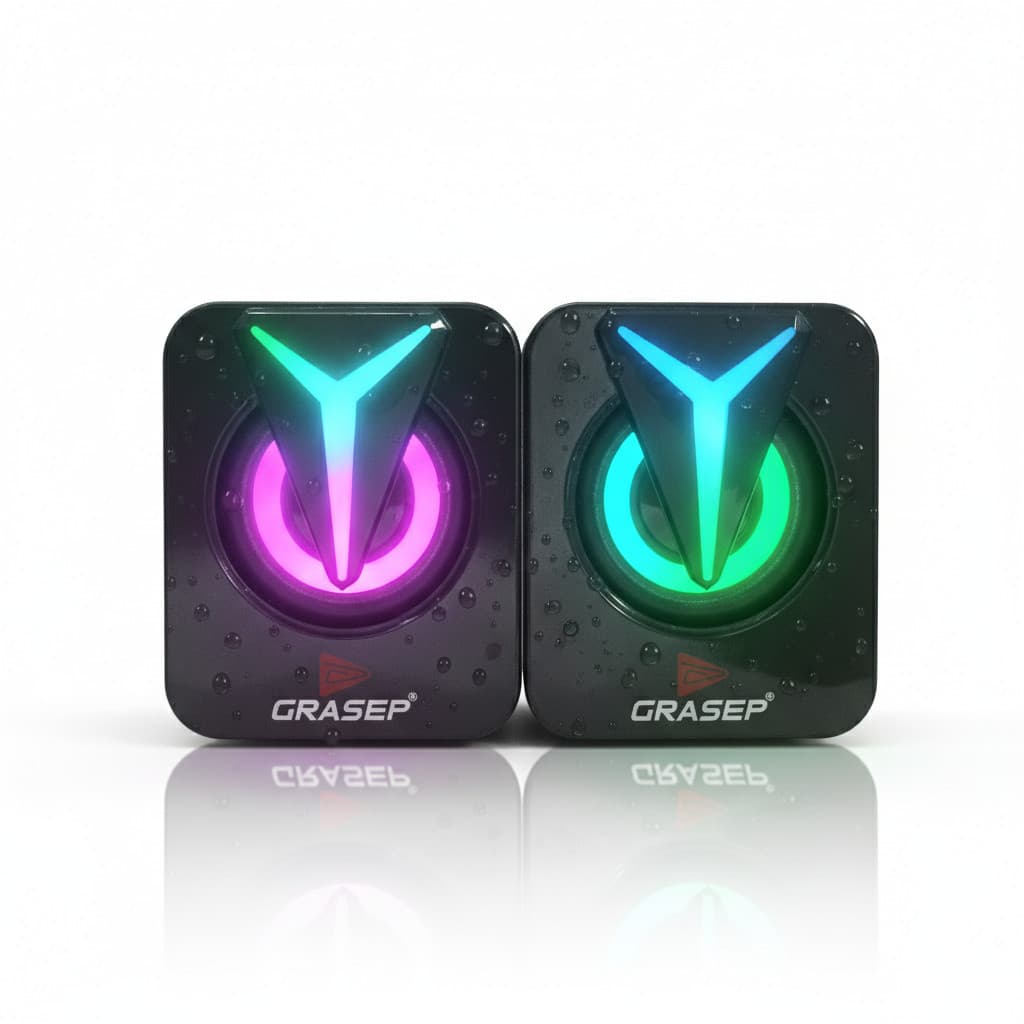 Caixa De Som Para PC Som Estéreo Nítido E Potente RGB 2.0 6W Plug USB P2 Iluminação LED Gamer