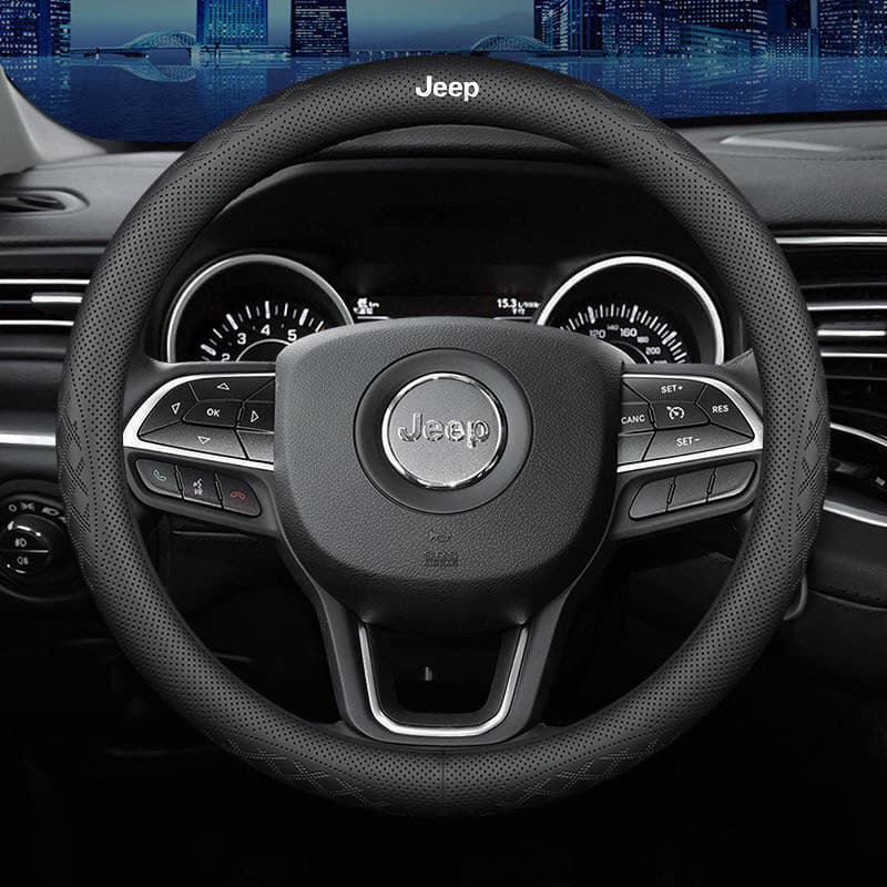 NOVO item Capa de Volante de Carro para JEEP Wrangler Compass Grand Cherokee Renegade 2022 Acessórios de Couro que Absor