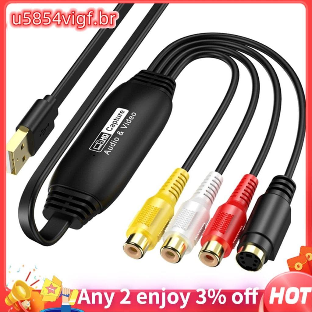 Captura De Vídeo USB Para Conversor Digital Placa De Áudio E 2.0 Sistema De Suporte De TV DVD Fácil Instalação
