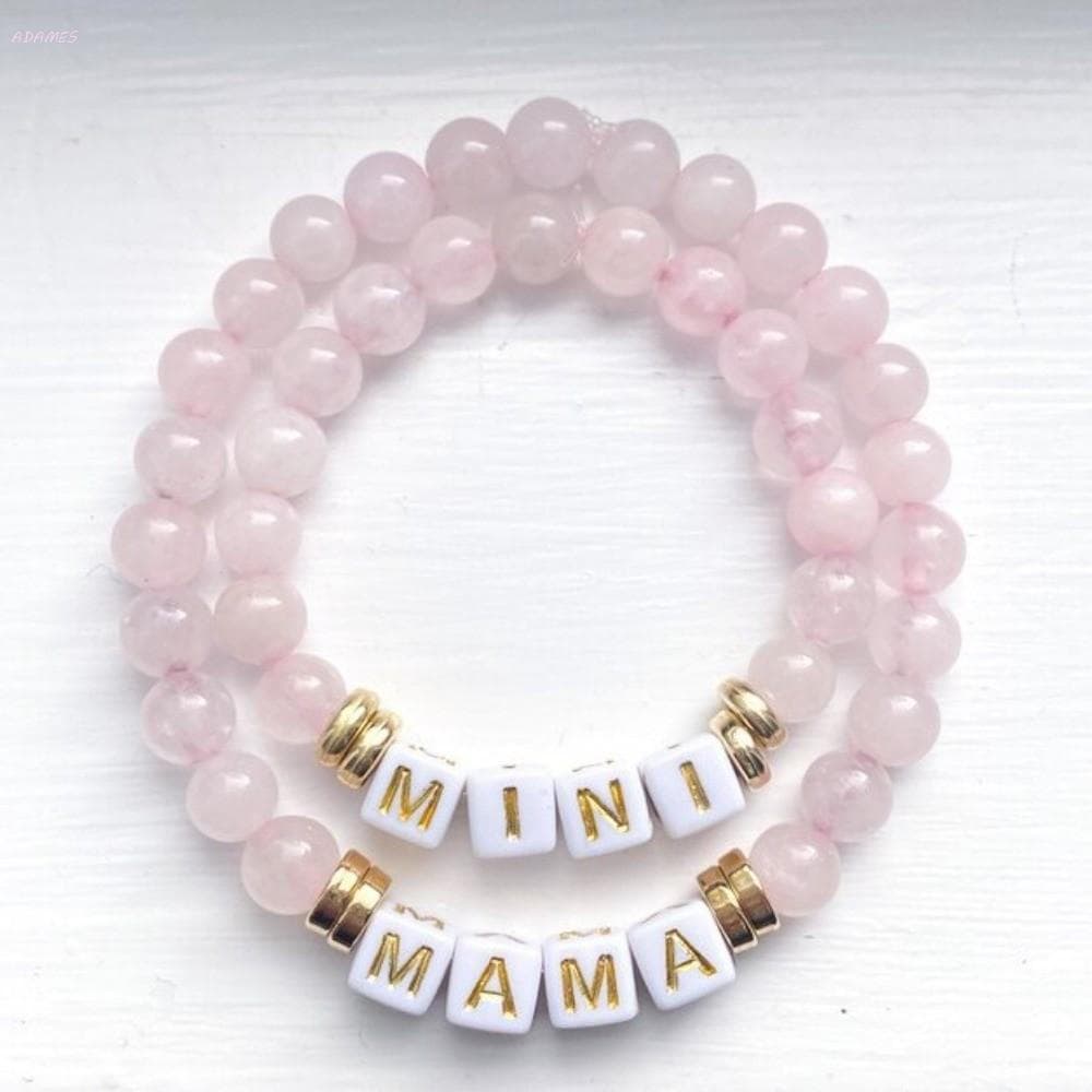 ADAMES 2 Peças De Pulseira Para Mãe E Filha , Conjunto De Imitação De Quartzo Rosa O Dia Das Mães