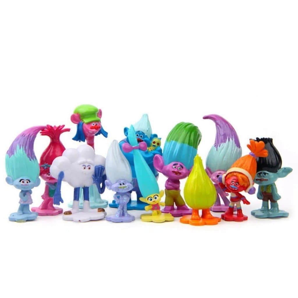 Kit Bonecos Trolls 12 Personagens Originais – Poppy, Cooper e Biggie