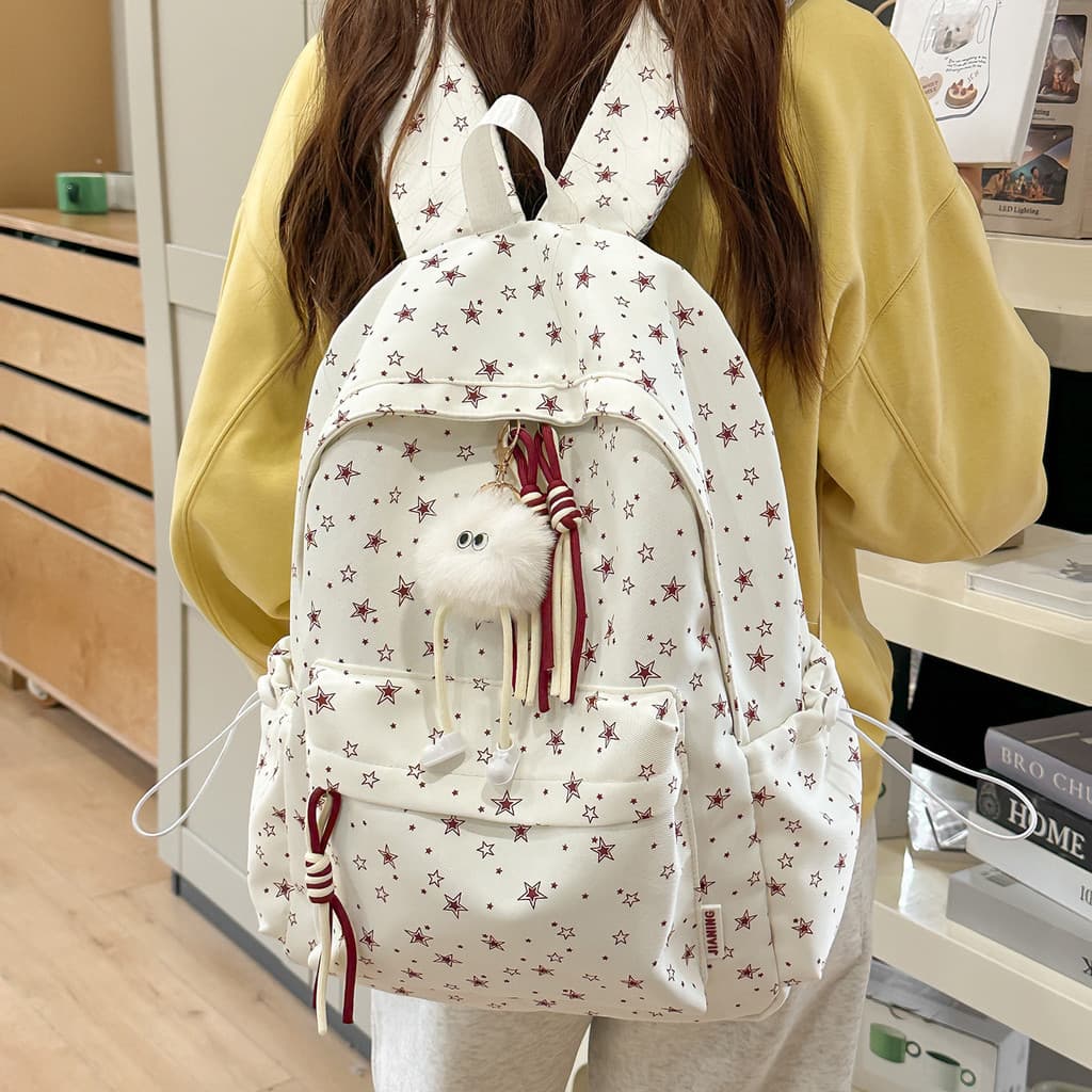 Japonês bonito estrela impressão mochila feminino estudante mochila júnior meninas do ensino médio de alto valor grande