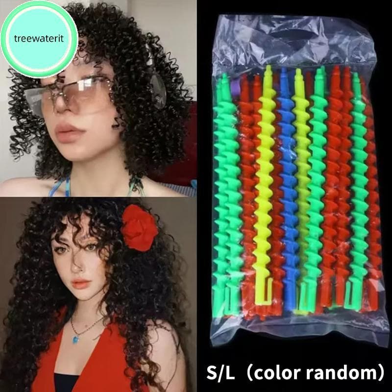 treewaterit Plástico Espiral Perm Sti Modelador De Cabelo Sem Calor Feminino Rolos Encaracolado Cachos Frio Barra Barbei