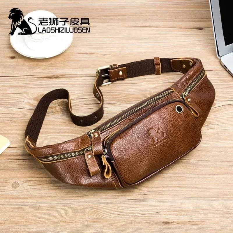Bolsa de Cintura 100% Couro Genuíno da Marca, Pochete, Bolsa de Cintura para Telefone, Bolsa de Viagem, Pochete Masculin